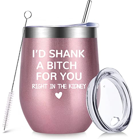 Careign Christmas Best Friends Gifts for Women Girlfriend Her,12OZ Wine Tumbler Travel Mug with Straws Lids, Funny Christmas Friendship Gifts for Women Wife on Christmas Valentines Day Anniversary