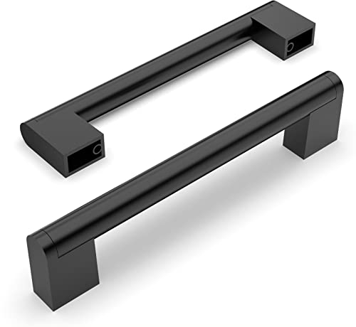 Amerdeco 10 Stück Möbelgriffe Edelstahl Schwarz 128mm Lochabstand Schrankgriffe für Küche, Schubladen & Kleiderschrank UK0038