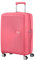 American Tourister Soundbox - Hartschalenkoffer 67 cm Mittelgroß - Trolley Koffer mit 4 Rollen, TSA-Schloss, Erweiterbar & Leicht - 71.5/81 L - Rosa (Sun Kissed Coral)