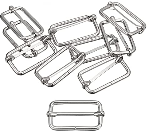 sourcing map Metall Gürtelschnalle 38x20x3.8mm, 10 Pcs Silber Leiterschnalle Kohlenstoffstahl Schiebeschnalle Taschenzubehör zum Nähen für Handtaschen, Geldbeutel, Rucksack Reparatur
