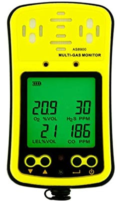 Erdgas-Lecksucher Multi-Gasmonitor Handgasdetektor Sauerstoff O2 Hydrothion H2S Kohlenmonoxid CO Brennbares Gas 4-in-1-Gasanalysator Tragbarer Lecksucher