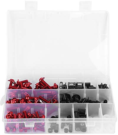 223Pz Kit Bulloni per Carenatura Universale per Moto, M5 M6 Viti per Parabrezza Moto Elementi di Fissaggio, Kit Assortimento di Viti per Dadi Rondelle(Rosso)