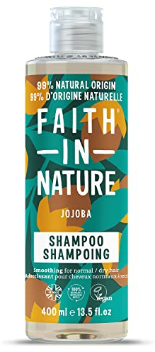 Faith In Nature Natürliches Jojoba-Shampoo, Glättend, Vegan und Frei von Tierversuchen, Ohne SLS Oder Parabene, Für Normales Bis Trockenes Haar, 400ml