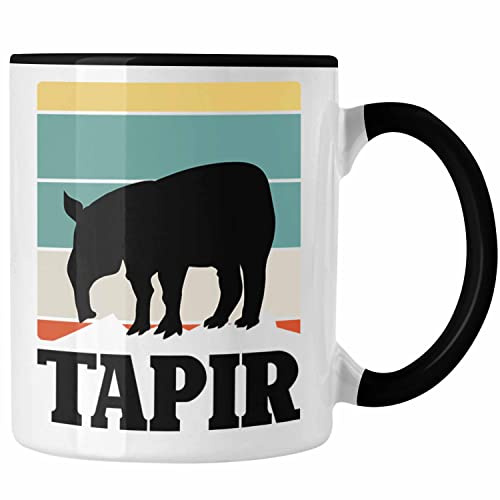 Trendation - Lustige Tapir Tasse Geschenk Tapir Liebhaber Grafik Retro (Schwarz)