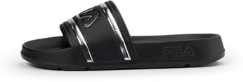 Fila Morro Bay Logo Slipper Wmn, Sandali scorrevoli Donna, Black Silver, 36 EU