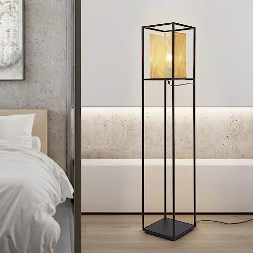 lux.pro Lampadaire Moderne Luminaire sur Pied Industriel Lampe sur Pied Stylé pour Salon Chambre Bureau Métal 123 x 22 x 22 cm Noir Or