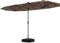 COSTWAY Ombrellone Doppio da Giardino con Base, Ombrellone da Giardino con 36 Luci LED, Ombrellone Rettangolare con Manovella, 400 x 200 cm, per Giardino, Piscina(Caffè)