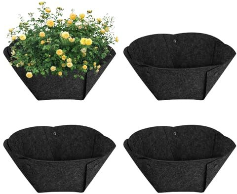 4 forros para macetas, forro de fieltro para macetas, forro de tela para macetas, forro redondo completo para macetas, forro transpirable para absorción de oxígeno, fomentar plantas más saludables y