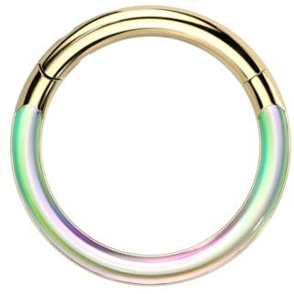 Treuheld® Goldener Titan Segmentring-Clicker Piercing mit Hologramm [02.] - 1,2 x 10mm