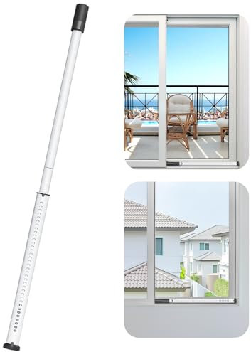 AceMining Barra de seguridad para puerta corrediza, barra de bloqueo de puerta corrediza de patio, barra de seguridad ajustable multiusos de 20 a 50 pulgadas, tope de puerta corredera, blanco, 1