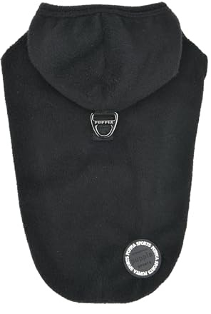 Puppia Zuko Warme Winter-Kapuzen-Fleece-Hemden mit integriertem Geschirr für kleine und mittelgroße Hunde, Schwarz, Größe M