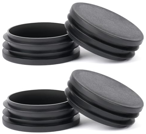 OSDUE Round Plastic End Caps, 4PCS 50mm Black Plastic Plug, Non-Slip Furniture Feet Pads, Table Foot Cover Caps Floor Protectors for Bed Chair Sofa Table Shelf(1.97”)
