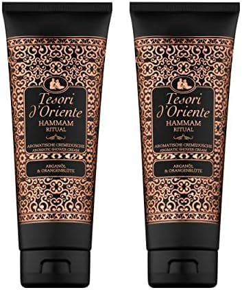 TESORI D’ORIENTE Cremedusche Hammam 1x 250ML, aromatisches Duschgel Argan - Öl und Orangenblüte, Duschcreme zur Körperpflege, Wellness-Ritual für Körper & Sinne (Packung mit 2)