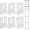 Swpeet Lot de 6 clips de miroir en métal blanc avec vis, kit de clips de suspension de miroir à large canal, grands clips de fixation lourds pour miroir mural, sans cadre