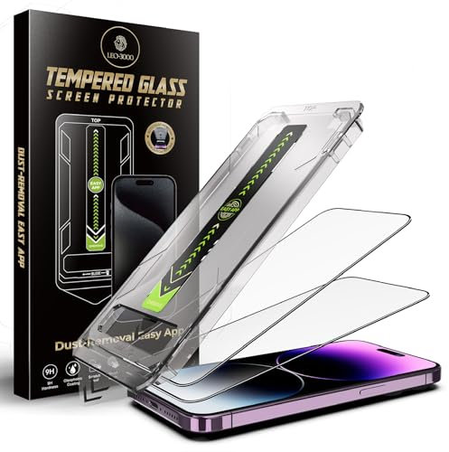 2-Pack | 9H Tempered Glass Film for iPhone 14 Pro Screen Protector (6.1) | HD Clarity | Edge-to-Edge Protection | One-Touch Install with Auto Dust-Elimination Kits & Precision Tool | Bubble-Free Fit