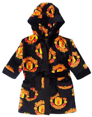 Manchester United FC Baby Hooded Fleece Dressing Gown Black 0-6 Months