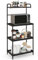 COSTWAY Microonde Scaffale da Cucina per Microonde in Metallo a 4 Ripiani, Carrello per Microonde Scaffalatura Organizzatore Portaoggetti, 60 x 34 x 136 cm (Nero)