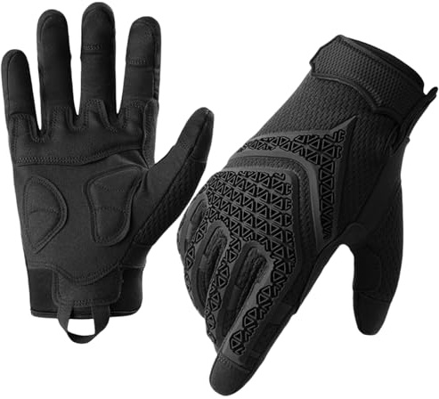 Artanchao Motorrad Handschuhe Herren | Atmungsaktive Sommer-Handschuhe mit 3-Finger Touchscreen | Stoßdämpfend für Motorrad, Offroad, Enduro, Mountainbike & Roller | Erwachsene | Schwarz (Schwarz, XL)