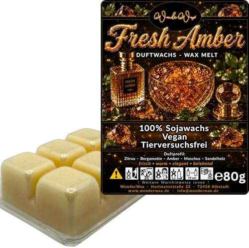 WonderWax® Duftriegel 6 x Duftwachs Würfel Weiß Fresh Amber | Farbe: Weiß | Raumduft für Duftlampen, Wax Melt, Sojawachs, Indoor Duftöl Wachs schmelzen für Aromalampe