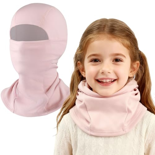 BAISEN Kinder Sturmhaube Winter Balaclava Winddicht Warm Skimaske für Fahrrad Ski, Thermo Sturmmaske für Jungen&Mädchen, Outdoor Sports Radfahren Gesichtsmaske - One Size-Rosa