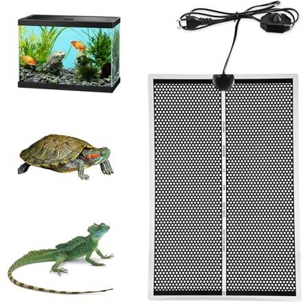Tulov 20W Heizkissen für Glasbehälter,42x28cm Aquarienheizkissen,verstellbares Heizkissen für Reptilien mit Temperaturregelung,Terrarium Heat Mat für Reptilien, Schlangen, Spinnen, Raupen, Eidechsen