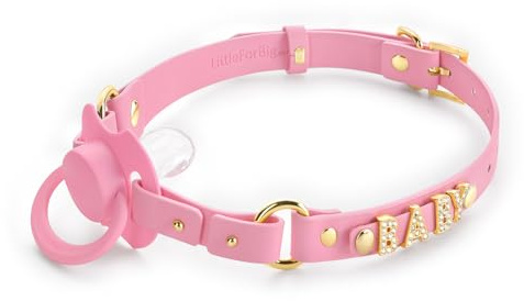LittleForBig Gen II Leder-Schnuller Set mit verstellbarem Band & Rhinostone-Buchstaben-Aufsatz (BABY) – DIY Mix & Match von Farben und Stilen