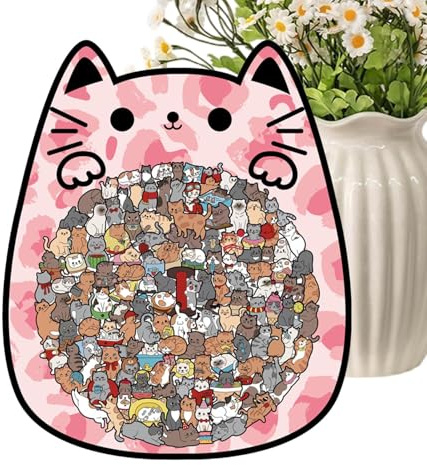 Wooden Cat Puzzle – Cat Shaped Education Toys, Premium Wooden Animal Piece, Assembly Inspiring Jigsaw Pattern | Thoughtful Learning Interaction Feature Decorative Puzzle for Once Women Kids