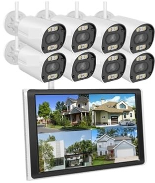 Smar 3MP Outdoor WiFi IP Bullet Kameras 10,1 Zoll LCD-Bildschirm Monitor 8CH NVR CCTV Security Sytem Kit Zwei-Wege-Audio AI Gesichtserkennung Bewegungserkennung(2T,8CH NVR and 8 Cam)