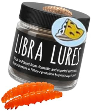 pro-bite Libra Lures Larva 35 mm – Forellenköder mit Käse-Aroma | Ultraweicher Softbait, schwimmfähig | 12 Stück | für UL, Tremarella & Sbirolino | Bienenmade-Imitation | Farbe: 011 (Hot Orange)