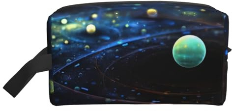 Aufbewahrungstasche mit Meerschweinchen-Aufdruck, strapazierfähige Reise-Kulturbeutel, tragbare Make-up- und Kosmetik-Organizer-Tasche mit Reißverschluss, Weltall Planeten, Eine Größe