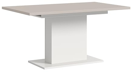 xonox.home – Esstisch Motion 150-190x76x90 cm in Kaschmir und Weiß Nachbildung – Ausziehbarer Tisch mit Säulengestell – modern & hochwertig – EIN echtes Platzwunder für den gemütlichen Wohnbereich
