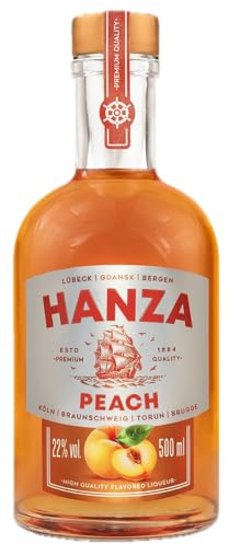 Hanza Pfirsich Likör mit natürlichem Fruchtsaft aus Polen 0,5l Alk. 22% Vol.