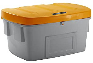 eurokraft | Universal- und Streugutbehälter | ohne Entnahmeöffnung | 550 l | Deckel orange