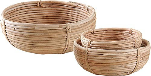 Corbeilles rondes en rotin naturel (lot de 3)