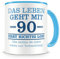 Samunshi® Tasse mit Spruch witzige Geschenke zum 90 Geburtstag Mann Frau Oma Opa Geburtstag Geschenkideen zum 90 Geburtstag hellblau