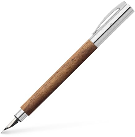Faber-Castell 148581 - Füllfederhalter AMBITION Nussbaum, Federbreite F, inkl. Geschenkverpackung und Konverter