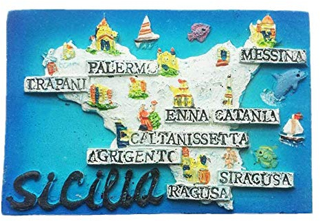 3D-Kühlschrankmagnet Sizilien, Italien, Touristensouvenir, Geschenkkollektion, Heim- und Küchendekoration, Magnetaufkleber, Sizilien-Kühlschrankmagnet