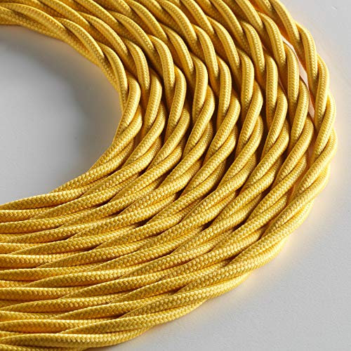 Klartext LUMIÈRE Câble textile tressé pour éclairage 3 x 0,75 mm Jaune 5 m Sécurité maximale contre les chocs.