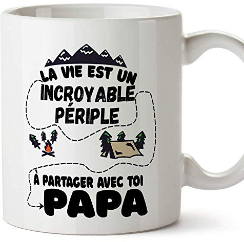 Mugffins Papa Tasse/Mug - La Vie est Un Incroyable périple à Partager avec toi, Papa. - Tasse Originale/Idee Fête des Pères/Cadeau Anniversaire/Future Papa. Céramique 350 ML
