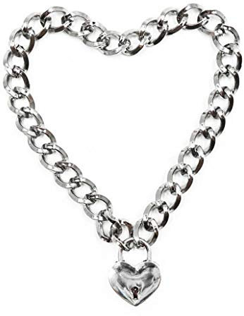 Lankater Punk Pendant Necklace Heart Shaped Padlock Metal Neck Collar