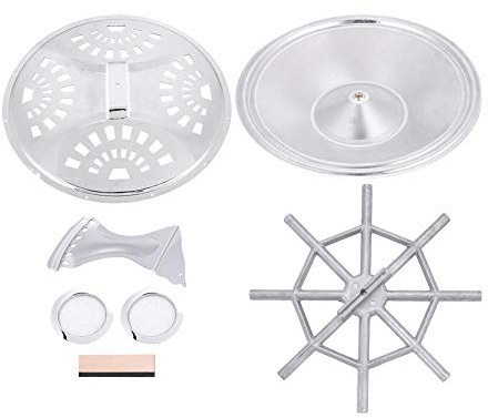 Resonator Guitar Kit,Zinc Alloy Silver Bridge,Tailpiece,Resonator Cover,Resonator Cone Plate,Soundhole Screen,Saddle Set of 7 for Guitar Replacement Part