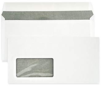 Netuno 1000 weiße Briefumschläge DIN lang mit Fenster (links) 110x 220 mm 80g Briefkuverts weiß mit grauem Innendruck gerade Klappe haftklebend Briefhüllen Geschäftsumschläge Fensterumschläge DL