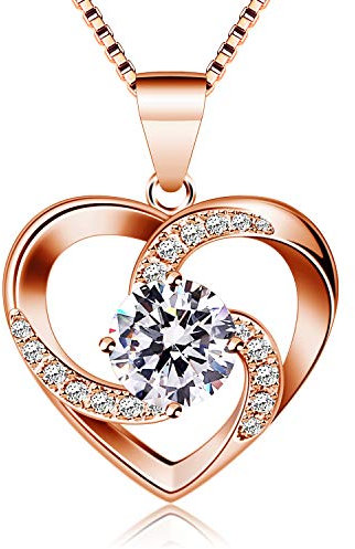 B.Catcher Collier Coeur pour Femmes, Argent 925 Pendentif Coeur 5A Oxyde de Zirconium, Bijoux pour Femme, pour Fête Des Mères Anniversaire Cadeau de Noël Saint Valentin, pour maman Femmes, 45 cm