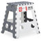 Relaxdays Taburete Plegable XL, 1 Escalón, Banqueta con Asa, hasta 150 kg, Plástico, 39 x 39 x 32 cm, Gris/Blanco, 1 Unidad