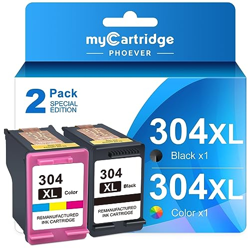 MYCARTRIDGE PHOEVER 304XL 304 XL Patronen Kompatibel für HP 304 Druckerpatronen Multipack Schwarz und Farbe für HP Envy 5030 5000 5010 Deskjet 3750 2630 2620 druckerpatronen (2-Pack