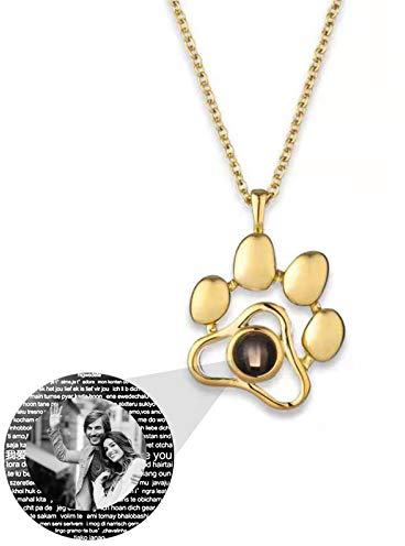 Ich liebe dich Versprechen Halskette 100 Sprachen Halskette 925 Halskette Personalisierte Projektion Halskette Frauen mit Bild Weihnachten Geburtstagsgeschenk für Frauen(Gold Schwarz und Weiß 22)