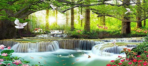 ygghj Stickbilder Kreuzstich,Stickpackung Stickbild Stickvorlage Sticken Stickset Wasserfall 40X50Cm Neujahrs Home Decor Kreativität Geschenke 11Ct (Vorgedruckte Leinwand)