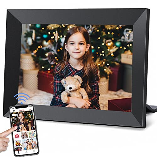 Cornice digitale Frameo con WiFi, Touch screen IPS in vetro 10.1, risoluzione 1280x800, 16 GB di archiviazione. Supporta video, diapositive. Invia foto facilmente, design intuitivo e facile da usare