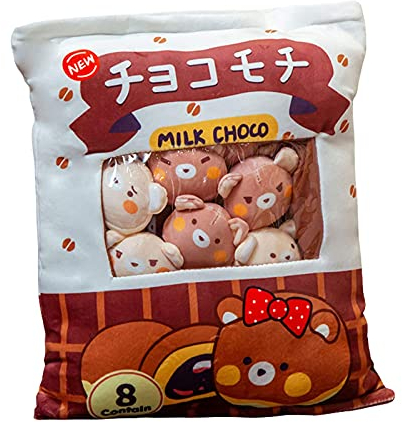Zhongkaihua Weiches Snackkissen im Beutel-Design, kreative Plüsch-Kaninchen, Pudding, Lumbar-Rückenkissen, herausnehmbare Flauschige Kawaii-Tier-Puppen, Sofa- oder Stuhl-Dekokissen