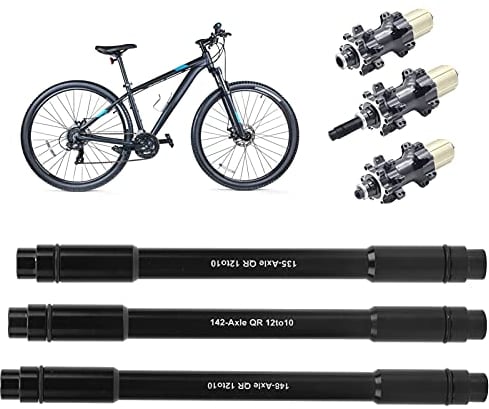 Alvinlite Bike Rear Fork Thru Axle, 142 x 12mm Bicycle Rear Fork Thru Axle Skewer Quick Release Bike Repair Replacement, 12mm Front Thru Axle to 10mm Thru Axle Fork Adapter